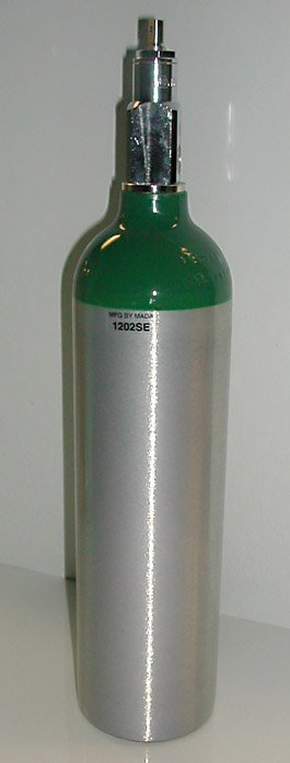 Botella de oxígeno Weinmann ligera de 2 l, vacía, NGO, aluminio, verde,  O2med, con válvula de